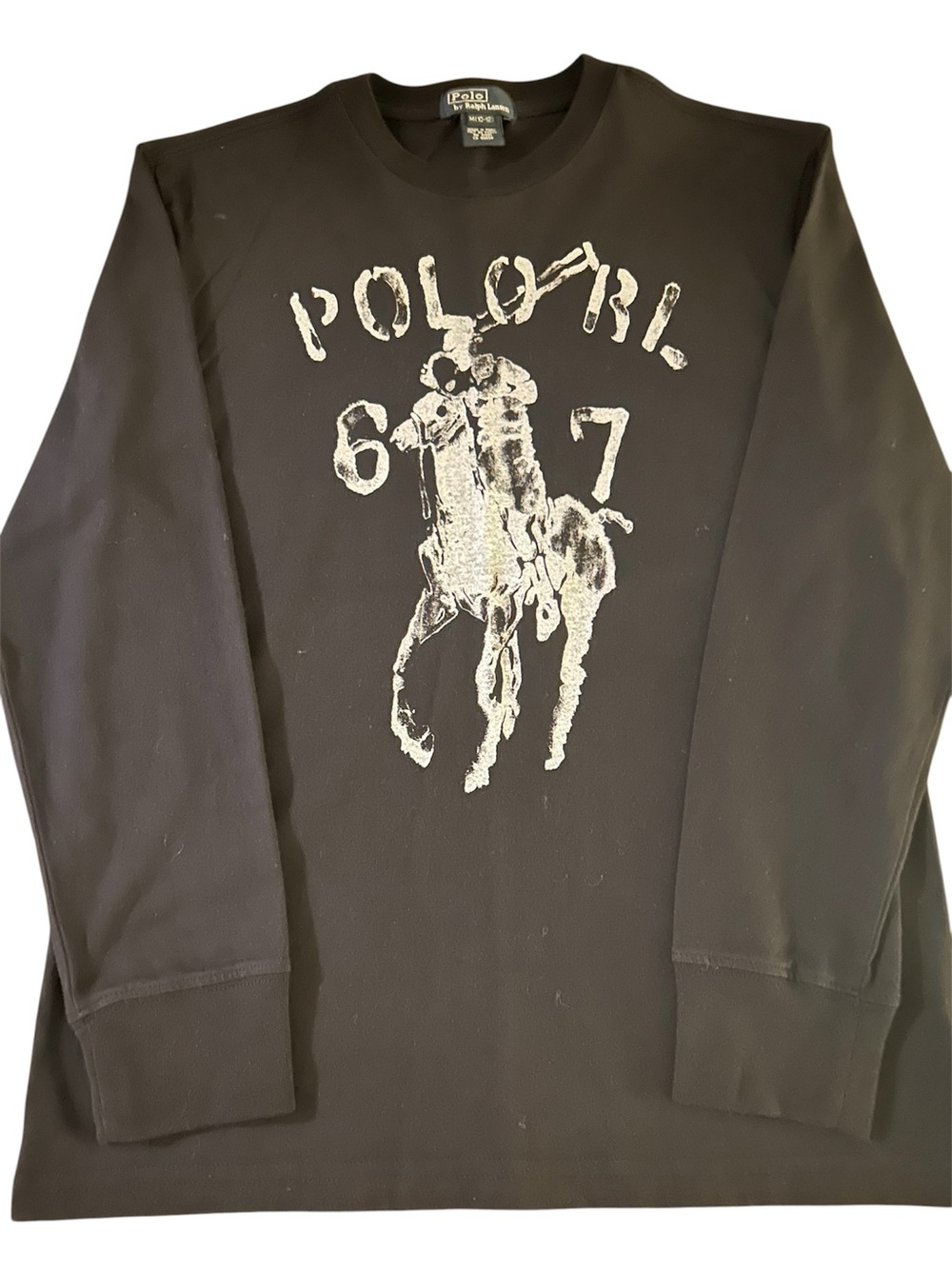 Polo by Ralph Lauren Navy Long Sleeve Tee with White Graphic Pony